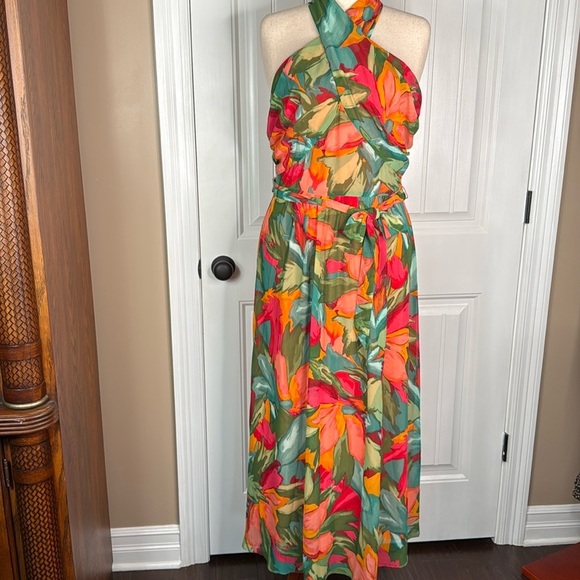 London Times Women's Twist Neck Halter Maxi Dress Sz 12 - Picture 4 of 14